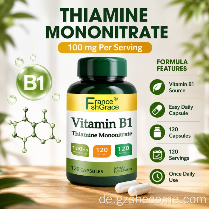 Shecome Vitamin B1 Kapseln Energiestoffwechsel